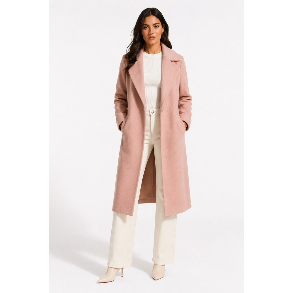 River Island Paris Texas Light Pink Longline Coat Womens US 4 NWT